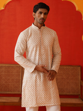 Sequins & Embroidered Kurta Pyjama Set For Men