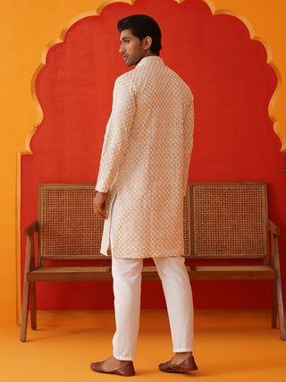 Sequins & Embroidered Kurta Pyjama Set For Men