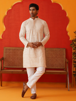 Sequins & Embroidered Kurta Pyjama Set For Men