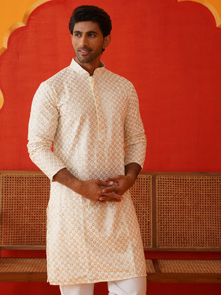 Sequins & Embroidered Kurta Pyjama Set For Men