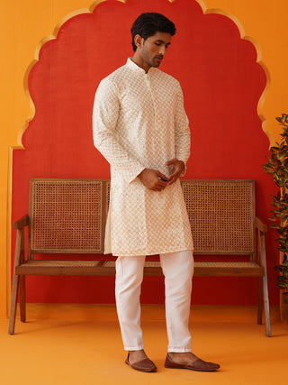 Sequins & Embroidered Kurta Pyjama Set For Men