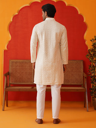 Sequins & Embroidered Kurta Pyjama Set For Men