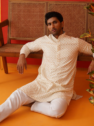 Sequins & Embroidered Kurta Pyjama Set For Men