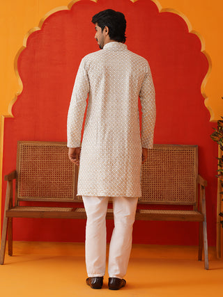 Sequins & Embroidered Kurta Pyjama Set For Men