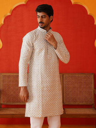 Sequins & Embroidered Kurta Pyjama Set For Men