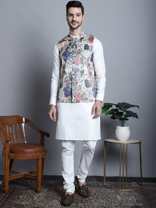 Men's Printed With Zari Work Nehru Jacket