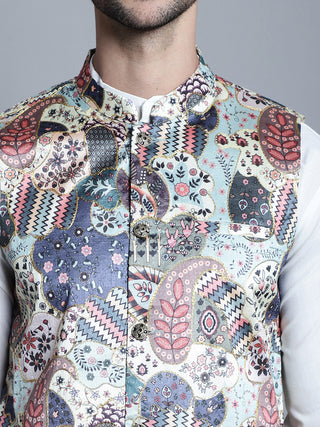 Men's Printed With Zari Work Nehru Jacket