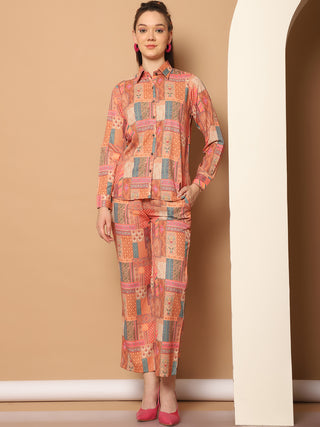 Printed Shirt Collar Shirt With Trouser