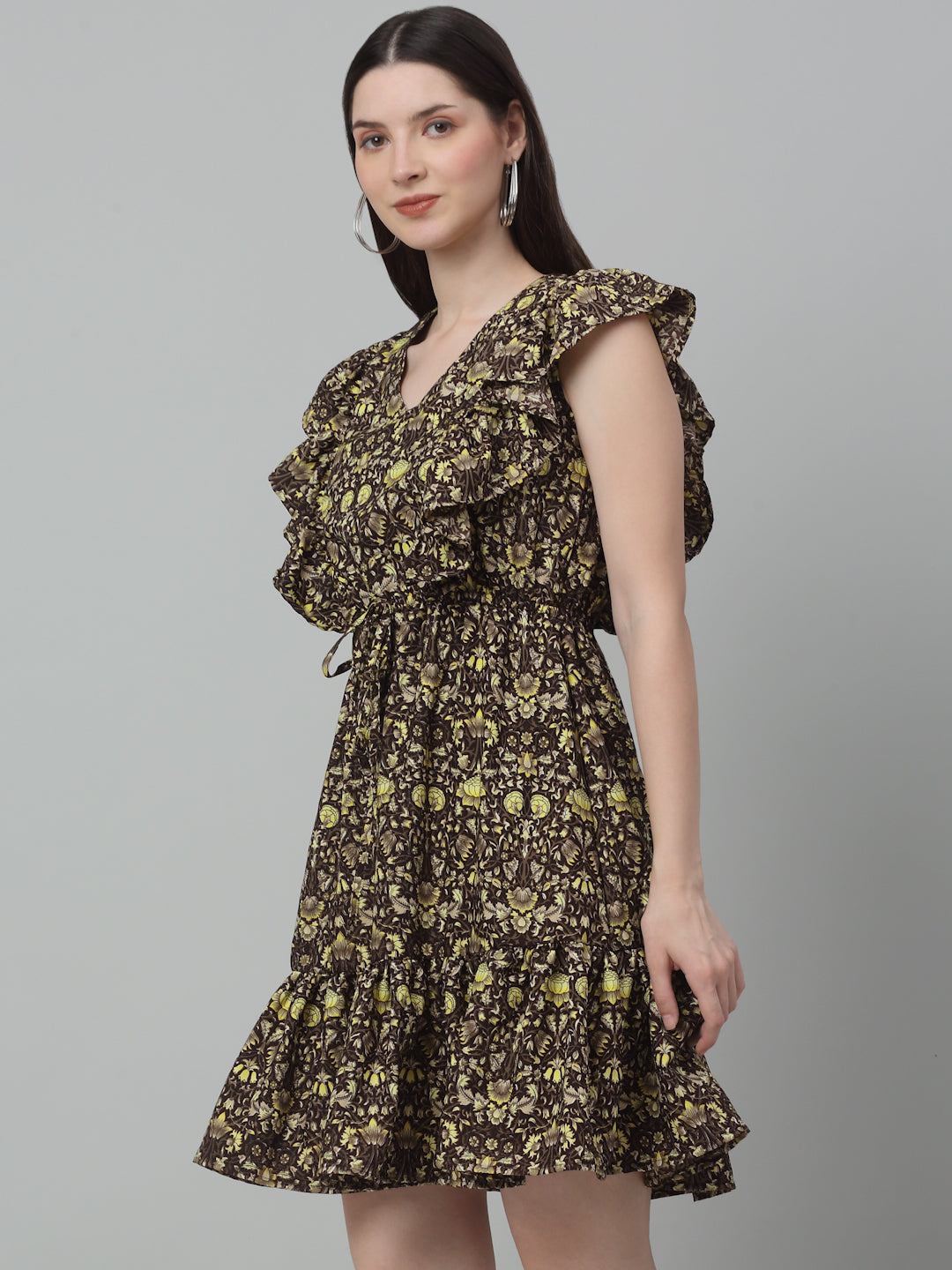 Women's Printed Tiered Dress with  frills