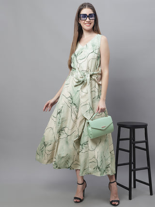 Women Green Printed A-Line Dresses