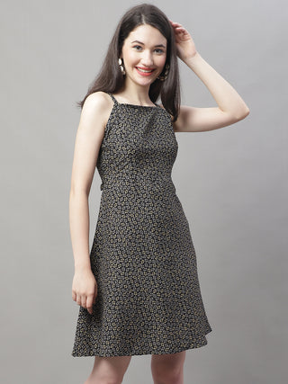 Women Grey Floral Printed A-Line Dresses