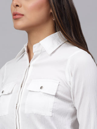 Women White Solid Shirt