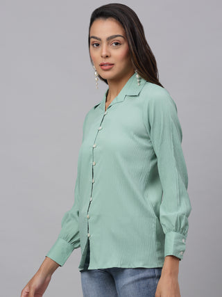 Women Green Solid Shirt