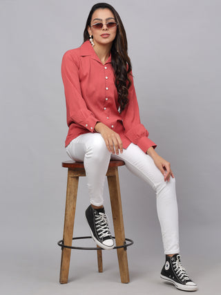 Women Peach Solid Shirt