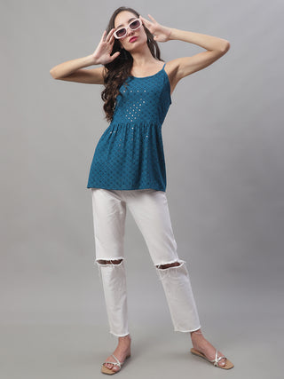 Women's Chikankari Sequen Work Empire Top