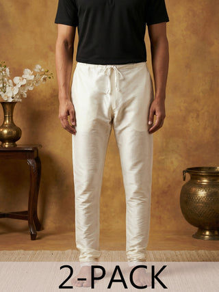 Men Pack of 2 Solid Dupion Silk Pyjamas