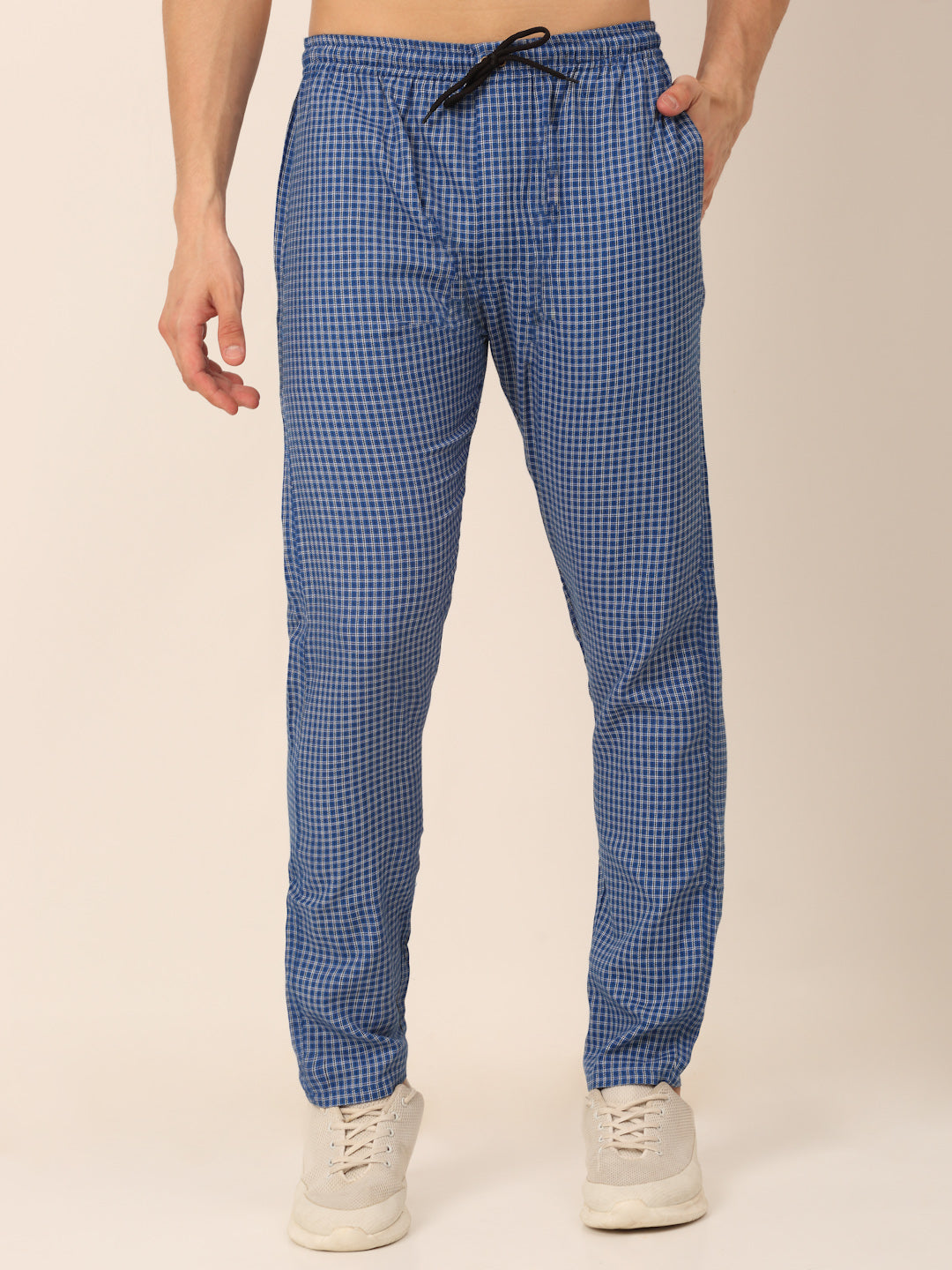 Jainish Men's Checked Cotton  Track Pants