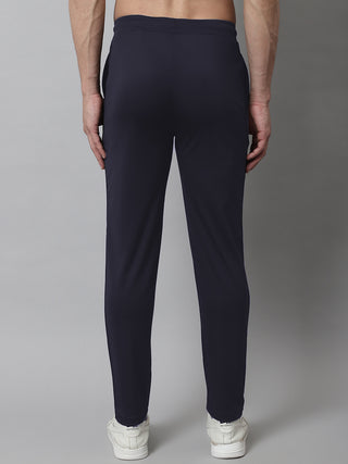 Men's Navy Blue Solid Streachable Lycra Trackpants