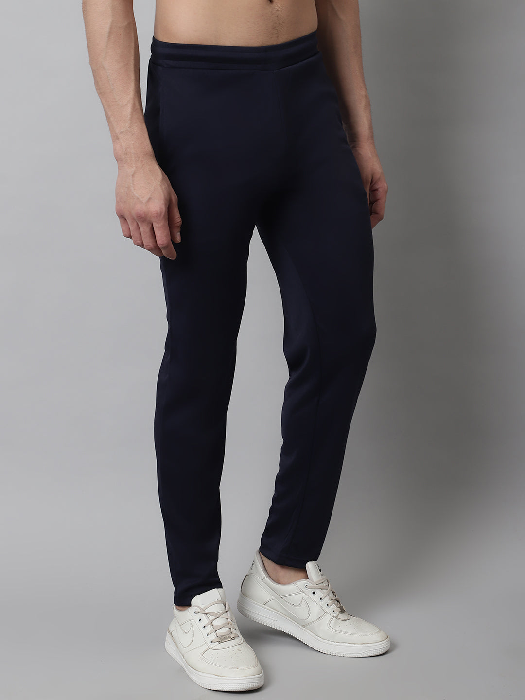 Men's Navy Blue Solid Streachable Lycra Trackpants