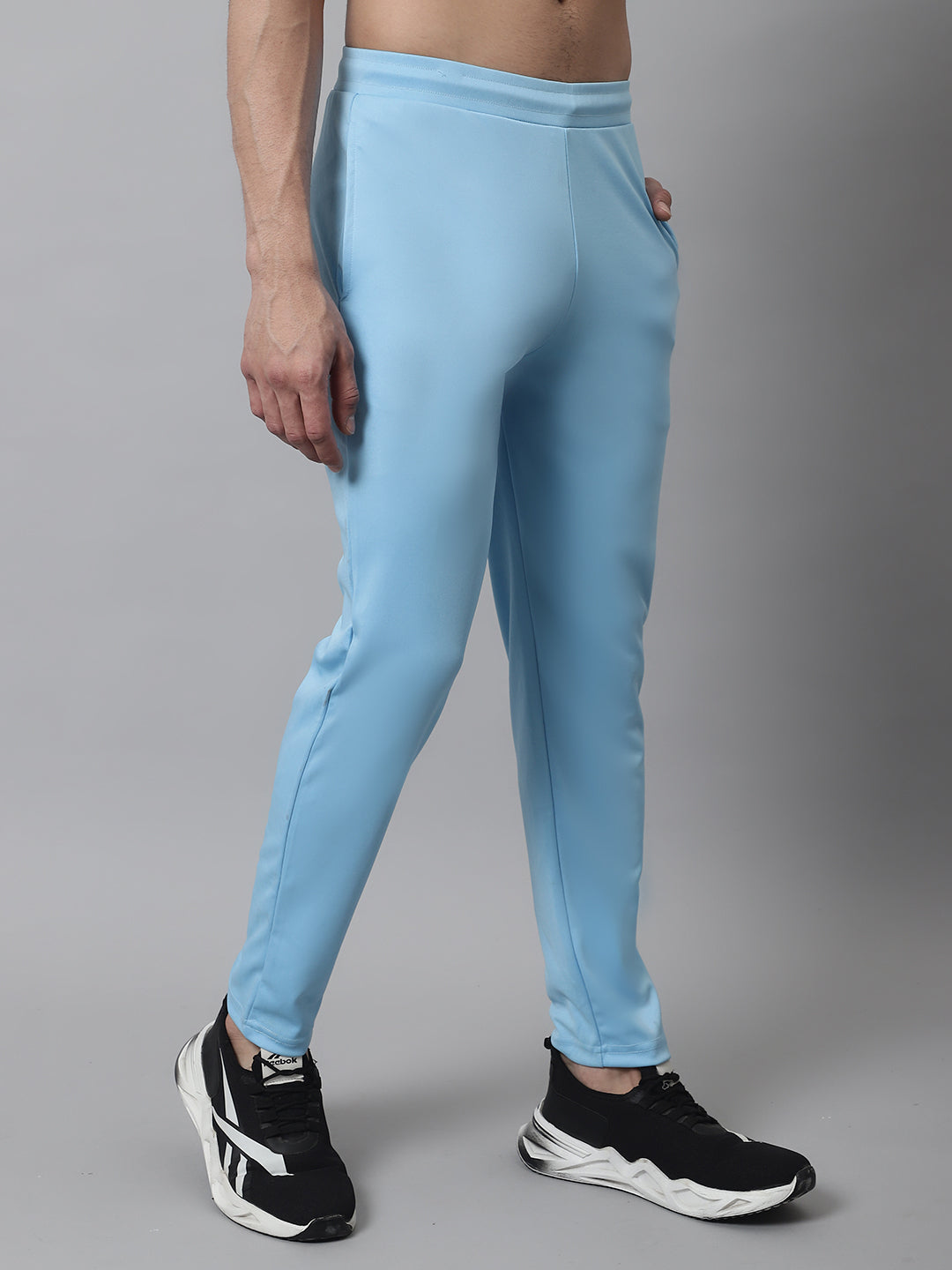 Men's Sky Blue Solid Streachable Lycra Trackpants