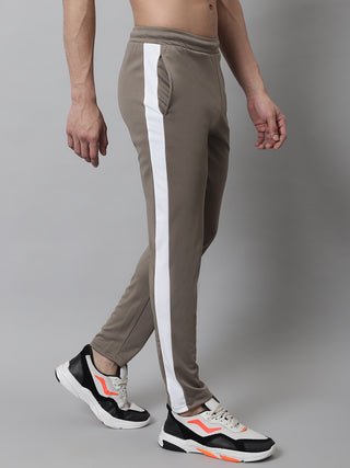 Men's Brown and White Striped Streachable Lycra Trackpants