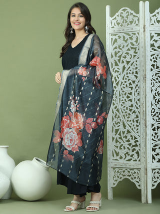 Embroidered Rayon Kurta Palazzos With dupatta