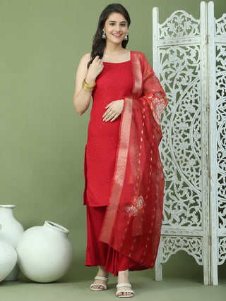 Backless Designer Kurta Palazzo Set with Floral Dupatta