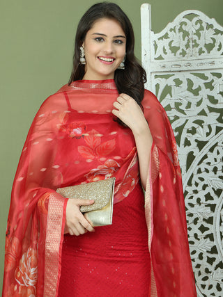 Backless Designer Kurta Palazzo Set with Floral Dupatta