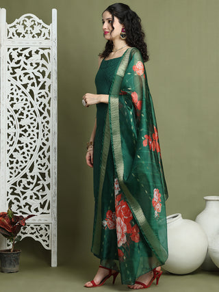 Backless Designer Kurta Palazzo Set with Floral Dupatta
