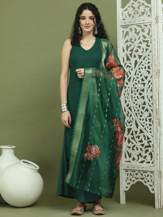 Embroidered Rayon Kurta Palazzos With dupatta