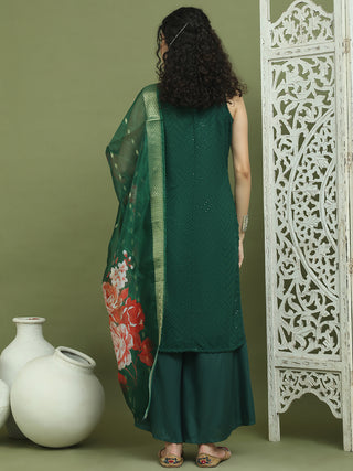 Embroidered Rayon Kurta Palazzos With dupatta