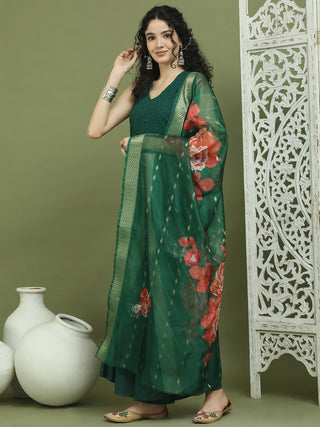 Embroidered Rayon Kurta Palazzos With dupatta