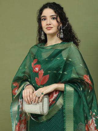 Embroidered Rayon Kurta Palazzos With dupatta