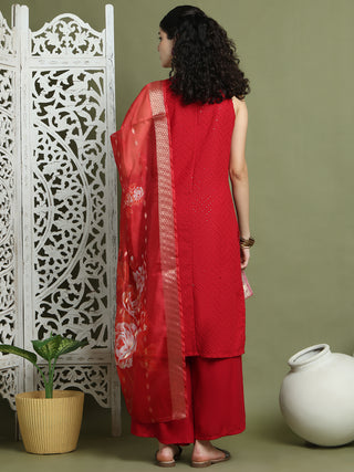 Embroidered Rayon Kurta Palazzos With dupatta