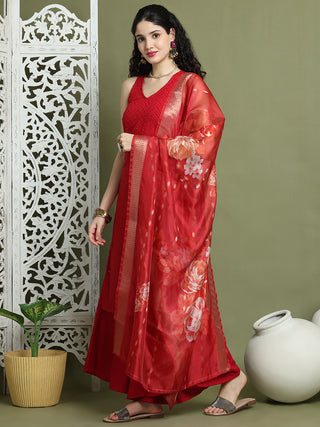 Embroidered Rayon Kurta Palazzos With dupatta