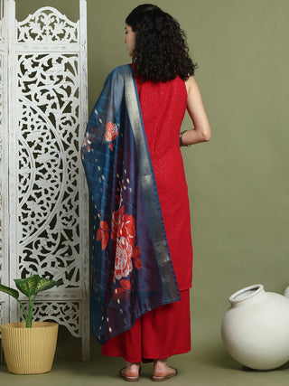 Embroidered Rayon Kurta Palazzos With dupatta