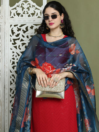 Embroidered Rayon Kurta Palazzos With dupatta