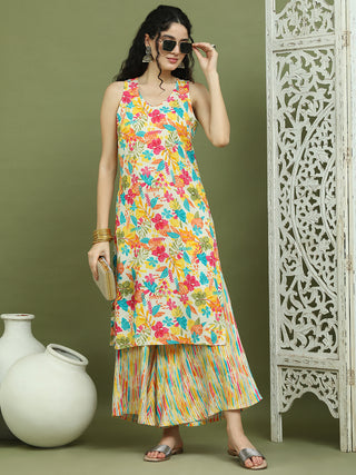 Foil Printed Sleeveless Kurta for Women