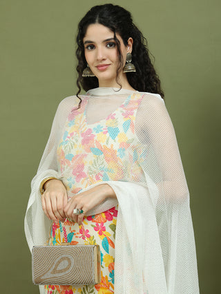 Foil Printed Rayon Kurta Palazzos & Dupatta for Women