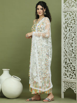 Foil Printed Rayon Kurta Palazzos & Dupatta for Women