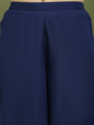 Embroidered Rayon Kurta With Palazzos