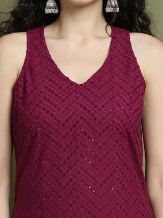 Embroidered Rayon Kurta With Palazzos