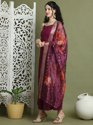 Backless Designer Kurta Palazzo Set with Floral Dupatta