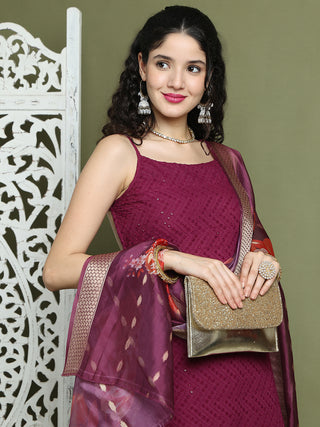 Backless Designer Kurta Palazzo Set with Floral Dupatta