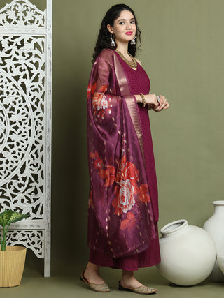 Embroidered Rayon Kurta Palazzos With dupatta