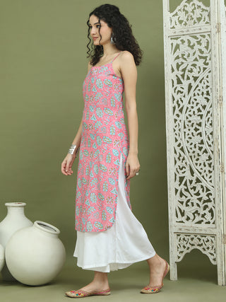 Floral Printed Rayon Kurta With Palazzos