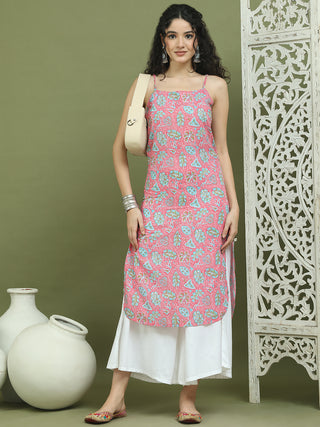 Floral Printed Rayon Kurta With Palazzos
