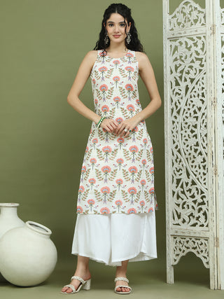 Printed Rayon Kurta Palazzo Set