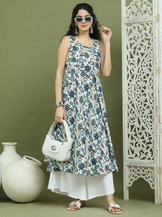 Foil Printed flared kurtas