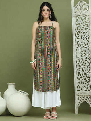 Foil Printed Rayon Kurta With Palazzos
